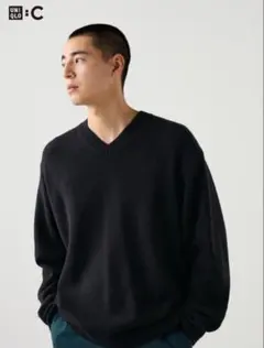 UNIQLO C リラックスはフィットVネックセーター ブラック S