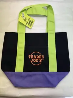 Trader Joe’s トートバッグ ライムグリーンx黒x紫