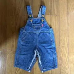 デニム クマ刺繍 オーバーオール 70