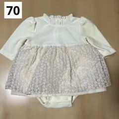 70 ロンパース　小花柄　フリース　セレモニー