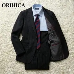 美品　ORIHICA オリヒカ スーツ セットアップ M 黒 ストライプ