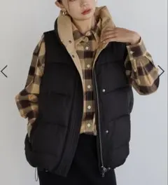 【新品未使用】BAYFLOW リバーシブルパファーベスト　ブラック×ベージュ M