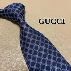 【美品】 GUCCI グッチ ネクタイ GG ネイビー シルク スーツ ビジネスのサムネイル