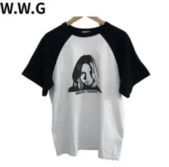 W.W.Gグラフィックプリント　80's アメカジ風　白黒Tシャツ　フリーサイズ