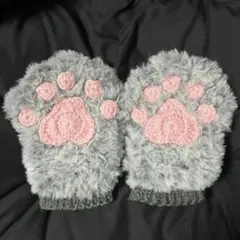 1ハンドメイド　猫の手ハンドフォーマー　手袋　グレー猫ちゃん