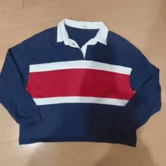 Honeys　紺☓赤長袖ラガーシャツ