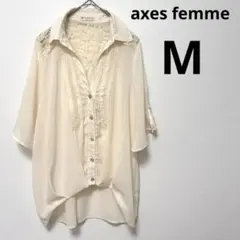 axes femme アクシーズファーム　シャツ　シアー　レース　Mサイズ