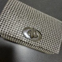 ラインストーン装飾 シルバーミニポーチ