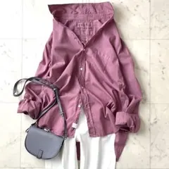 美品＊フランクアンドアイリーン EILLEN コットン長袖シャツ ベリー系