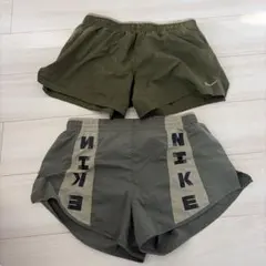 NIKE DRI-FIT 2枚組　オリーブグリーン ランニングショーツ Mサイズ