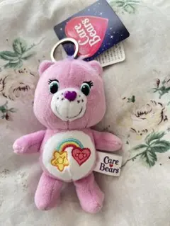 ケアベア キーホルダー ぬいぐるみ ピンク　紫　パープル