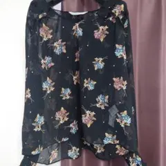 【美品】ZARA BASIC 花柄シフォンブラウス