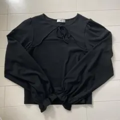 トップス　カットソー　大人服　韓国風　フリル　黒