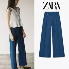ZARA WIDE-LEG ハイライズ デニムパンツ 38