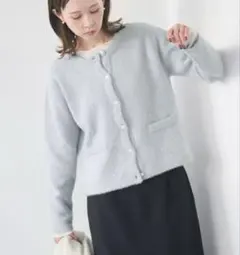 【ROPE' PICNIC】ラメフェザーカーディガンブルー系色　 FREEサイズ