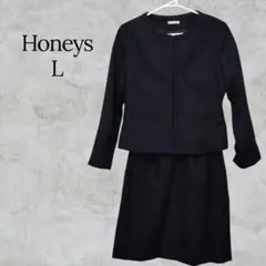 Honeys スーツ　セットアップ　ブラック　卒業式　卒園式 ママ　L