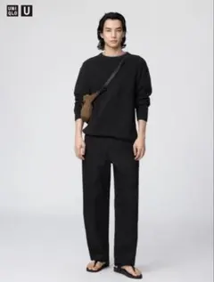 着用回数少　UNIQLO U ワイドフィットチノ　ブラック　79サイズ