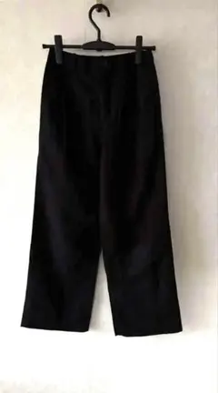 ユニクロUNIQLO リネンブレンドワイドタックパンツ 黒 XS