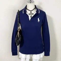y2k ラルフローレン ポロシャツ ビッグポニー 平成ギャル 平成女児 ネイビー