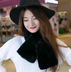 【送料無料】レディース フェイクファー ブラック マフラー