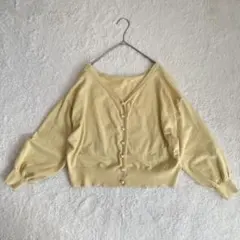 アース パールボタン Vネック カーディガン F フェミニン 春色 羽織 だぼ袖