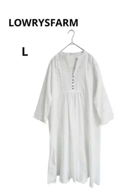 LOWRYSFARM レース　シャツワンピース　チュニック　vネック
