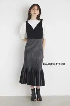 rienda ビスチェライクストライプKnit OP