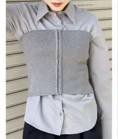フロントホックニットビスチェ　グレーのサムネイル
