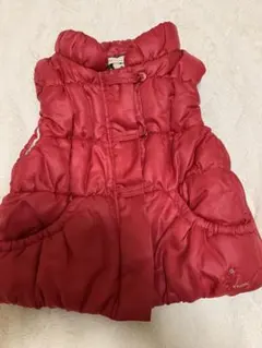 【美品】ニットプランナー mimiちゃん 中綿ベスト 90 赤 パッチワーク