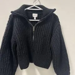 H&M 黒 ジッパー付きニット XS