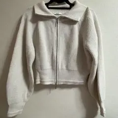 ＢＩＧカラージップカーディガン アイボリー　白
