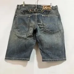 【Lee リー/デニムショートパンツ】ダメージ加工/尾錠/シンチバック/85cmのサムネイル