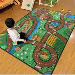 プレイマット　牧場デザイン　パーキング　ラグ　トミカ　ミニカー　玩具　子供部屋