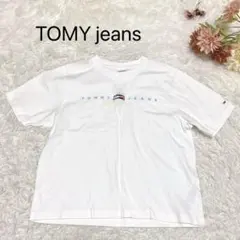 s3182【トミージーンズ】半袖 Tシャツ ロゴ 刺繍 カジュアル 白系 XSのサムネイル