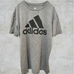 アディダス【L】Ｔシャツ クルーネック ロゴ グレー ポリエステル スポーツ