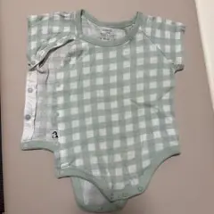 【中古】チェック柄ロンパース