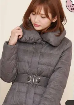 プロポーションボディドレッシング　ダウンジャケット ビジューベルト付き