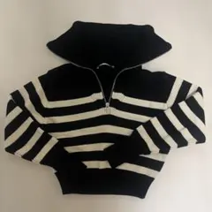 ZARA ザラ トップス　ニット　クロップド丈　ジップアップ　M 襟付き　美品