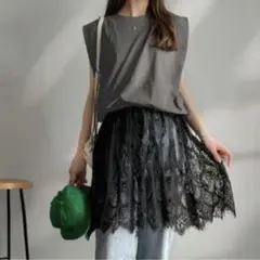 JaVaコラボ　1枚で旬な着こなし レースコンビチュニックTシャツワンピース