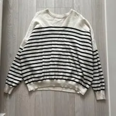 IÉNA アイボリー・ブラックストライプ ニット