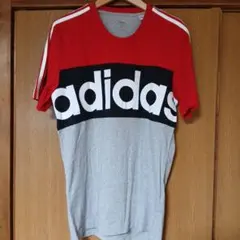 adidas プリント Tシャツ レッド×グレー