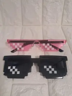 チェッカーパターン サングラス 2点セット