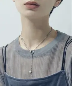 【新品未使用】GOLDY バーベル × パール チャーム ネックレス　シルバー