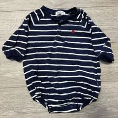Polo Baby ネイビー/ホワイトストライプロンパース 70㎝