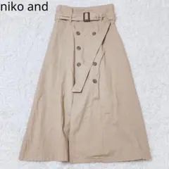 ニコアンド　ロングスカート　ベージュ　トレンチ風　綿100%　Aライン　ベルト付