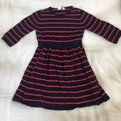 GAP ニットワンピース 紺赤ストライプ130