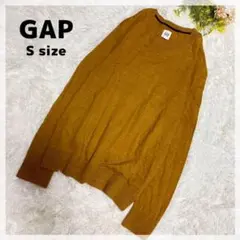 【GAP】ニットトップス S 杢マスタード 薄手 クルーネック ビジカジ