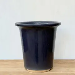 植木鉢 6号 ブルー 紺 焼物 貫入 陶器鉢