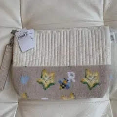 新品★FEILER 花柄ポーチ クリーム ベージュ