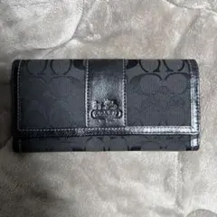 COACH コーチ ブラック 長財布 キャンバス レザー 美品